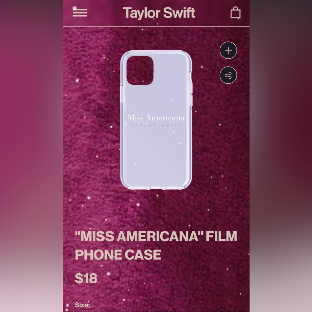 Authentic Taylor swift miss Americana film phone case iPhone xs max. NWT